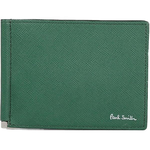 ポールスミス 2つ折り財布 ブライトストライププラー ジップ 緑 グリーン